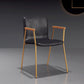 Industrial Leather Dining Arm Chair Matte Finish Solid Back Dining Chair Black 1 Piece Brass Gold Clearhalo ' kitchen&dining_furn' 'Dining Chairs' 'Dining Tables & Seating' 'dining_chair' 'furn' 'furn_dining_chair' 'Furniture' 'furniture_dining_chair' 'Kitchen & Dining Furniture' 'kitchen' 4131024