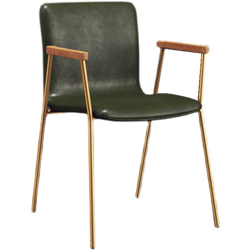 Industrial Leather Dining Arm Chair Matte Finish Solid Back Dining Chair Clearhalo ' kitchen&dining_furn' 'Dining Chairs' 'Dining Tables & Seating' 'dining_chair' 'furn' 'furn_dining_chair' 'Furniture' 'furniture_dining_chair' 'Kitchen & Dining Furniture' 'kitchen' 4131025