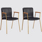 Industrial Leather Dining Arm Chair Matte Finish Solid Back Dining Chair Black 2 Piece Set Brass Gold Clearhalo ' kitchen&dining_furn' 'Dining Chairs' 'Dining Tables & Seating' 'dining_chair' 'furn' 'furn_dining_chair' 'Furniture' 'furniture_dining_chair' 'Kitchen & Dining Furniture' 'kitchen' 4131026