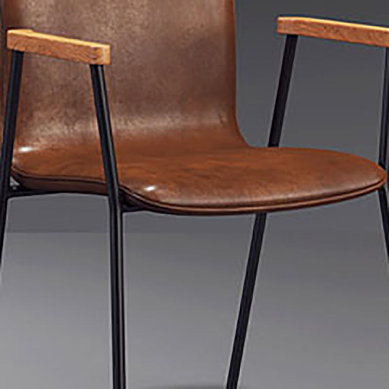 Industrial Leather Dining Arm Chair Matte Finish Solid Back Dining Chair Clearhalo ' kitchen&dining_furn' 'Dining Chairs' 'Dining Tables & Seating' 'dining_chair' 'furn' 'furn_dining_chair' 'Furniture' 'furniture_dining_chair' 'Kitchen & Dining Furniture' 'kitchen' 4131027