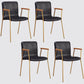 Industrial Leather Dining Arm Chair Matte Finish Solid Back Dining Chair Black 4 Piece Set Brass Gold Clearhalo ' kitchen&dining_furn' 'Dining Chairs' 'Dining Tables & Seating' 'dining_chair' 'furn' 'furn_dining_chair' 'Furniture' 'furniture_dining_chair' 'Kitchen & Dining Furniture' 'kitchen' 4131028