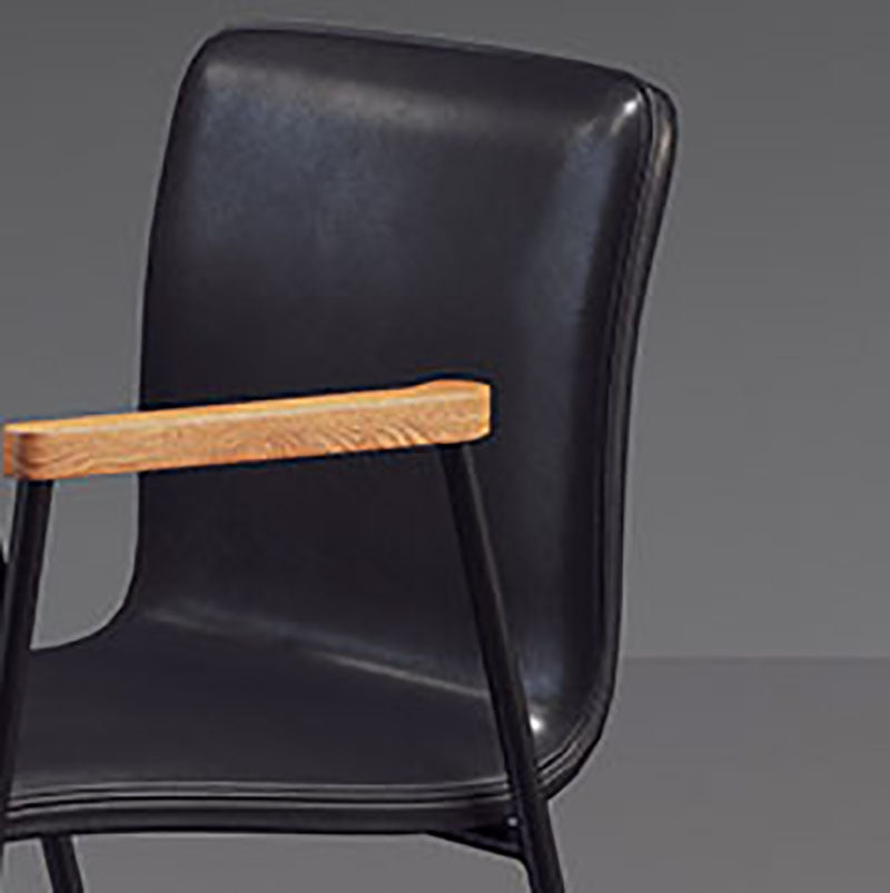 Industrial Leather Dining Arm Chair Matte Finish Solid Back Dining Chair Clearhalo ' kitchen&dining_furn' 'Dining Chairs' 'Dining Tables & Seating' 'dining_chair' 'furn' 'furn_dining_chair' 'Furniture' 'furniture_dining_chair' 'Kitchen & Dining Furniture' 'kitchen' 4131032