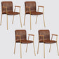 Industrial Leather Dining Arm Chair Matte Finish Solid Back Dining Chair Red 4 Piece Set Brass Gold Clearhalo ' kitchen&dining_furn' 'Dining Chairs' 'Dining Tables & Seating' 'dining_chair' 'furn' 'furn_dining_chair' 'Furniture' 'furniture_dining_chair' 'Kitchen & Dining Furniture' 'kitchen' 4131042