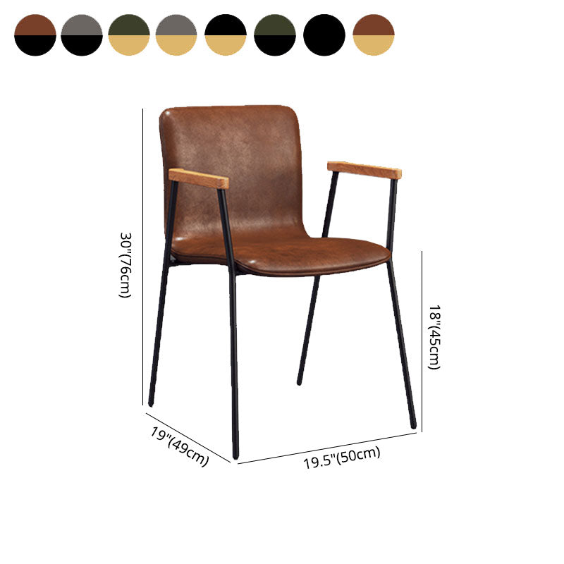 Industrial Leather Dining Arm Chair Matte Finish Solid Back Dining Chair Clearhalo ' kitchen&dining_furn' 'Dining Chairs' 'Dining Tables & Seating' 'dining_chair' 'furn' 'furn_dining_chair' 'Furniture' 'furniture_dining_chair' 'Kitchen & Dining Furniture' 'kitchen' 4131049