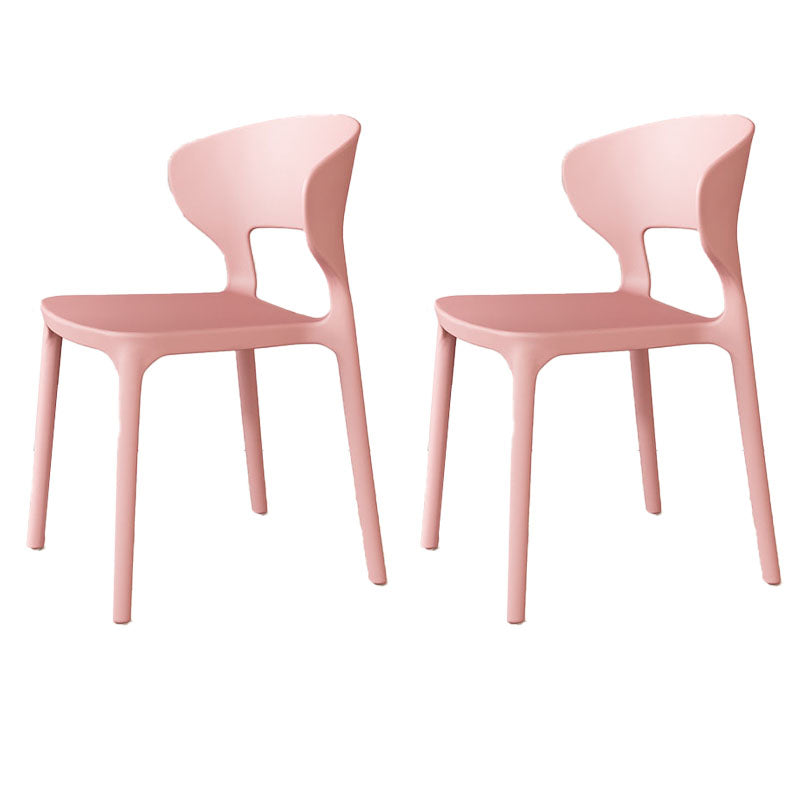 Glam Style Dining Chairs Plastic Dining Armless Side Chair for Kitchen Pink 2 Piece Set Clearhalo ' kitchen&dining_furn' 'Dining Chairs' 'Dining Tables & Seating' 'dining_chair' 'furn' 'furn_dining_chair' 'Furniture' 'furniture_dining_chair' 'Kitchen & Dining Furniture' 'kitchen' 4131058