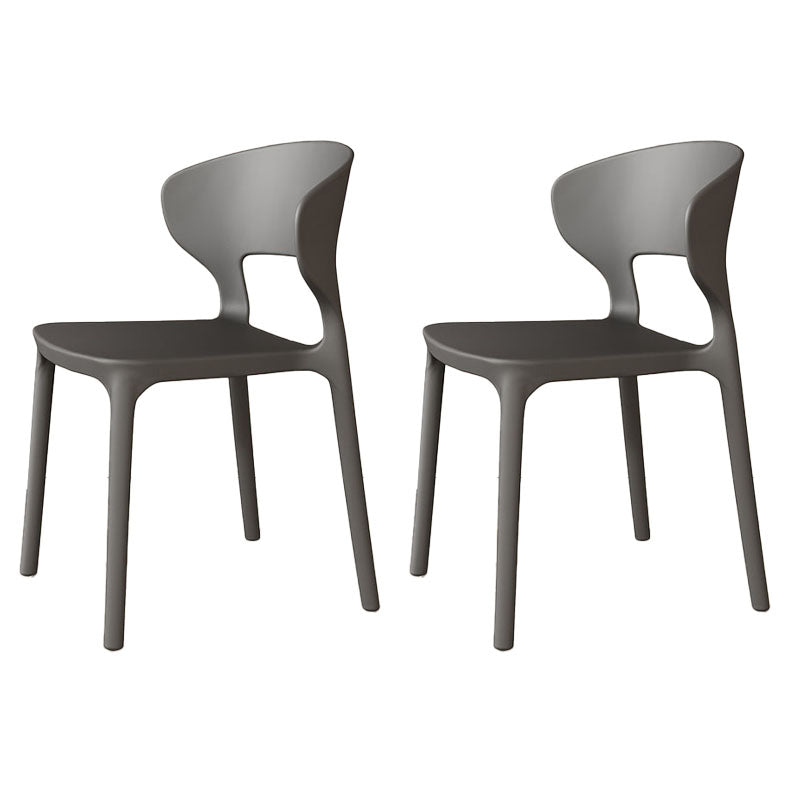 Glam Style Dining Chairs Plastic Dining Armless Side Chair for Kitchen Dark Gray 2 Piece Set Clearhalo ' kitchen&dining_furn' 'Dining Chairs' 'Dining Tables & Seating' 'dining_chair' 'furn' 'furn_dining_chair' 'Furniture' 'furniture_dining_chair' 'Kitchen & Dining Furniture' 'kitchen' 4131065