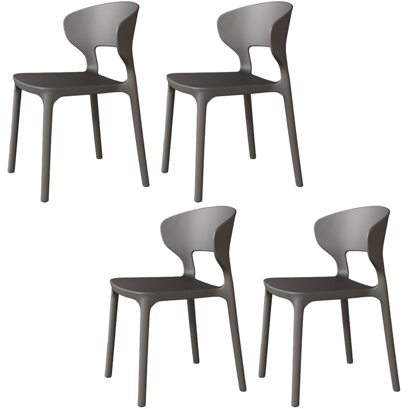 Glam Style Dining Chairs Plastic Dining Armless Side Chair for Kitchen Dark Gray 4 Piece Set Clearhalo ' kitchen&dining_furn' 'Dining Chairs' 'Dining Tables & Seating' 'dining_chair' 'furn' 'furn_dining_chair' 'Furniture' 'furniture_dining_chair' 'Kitchen & Dining Furniture' 'kitchen' 4131066