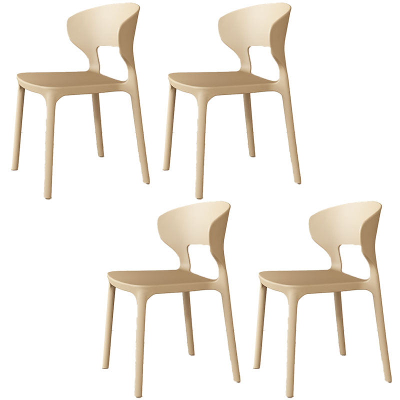 Glam Style Dining Chairs Plastic Dining Armless Side Chair for Kitchen Khaki 4 Piece Set Clearhalo ' kitchen&dining_furn' 'Dining Chairs' 'Dining Tables & Seating' 'dining_chair' 'furn' 'furn_dining_chair' 'Furniture' 'furniture_dining_chair' 'Kitchen & Dining Furniture' 'kitchen' 4131072