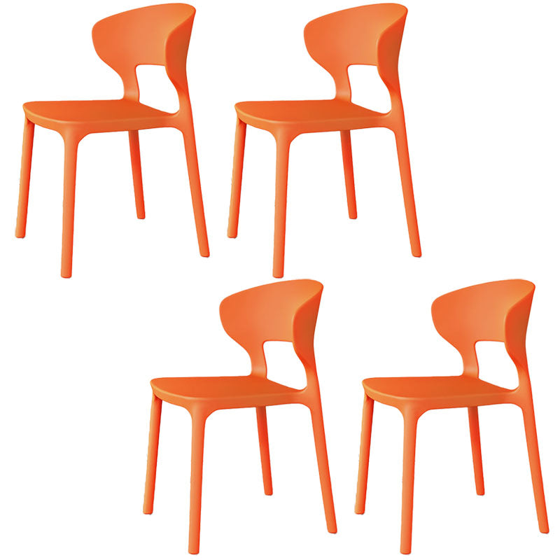 Glam Style Dining Chairs Plastic Dining Armless Side Chair for Kitchen Orange 4 Piece Set Clearhalo ' kitchen&dining_furn' 'Dining Chairs' 'Dining Tables & Seating' 'dining_chair' 'furn' 'furn_dining_chair' 'Furniture' 'furniture_dining_chair' 'Kitchen & Dining Furniture' 'kitchen' 4131078