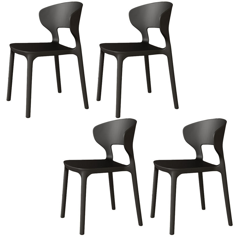 Glam Style Dining Chairs Plastic Dining Armless Side Chair for Kitchen Black 4 Piece Set Clearhalo ' kitchen&dining_furn' 'Dining Chairs' 'Dining Tables & Seating' 'dining_chair' 'furn' 'furn_dining_chair' 'Furniture' 'furniture_dining_chair' 'Kitchen & Dining Furniture' 'kitchen' 4131087