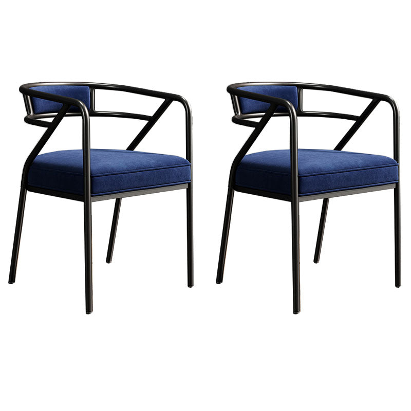 Industrial Home Velvet Arm Chair Matte Finish Open Back Dining Chair (Set of 2) Blue Black Clearhalo ' kitchen&dining_furn' 'Dining Chairs' 'Dining Tables & Seating' 'dining_chair' 'furn' 'furn_dining_chair' 'Furniture' 'furniture_dining_chair' 'Kitchen & Dining Furniture' 'kitchen' 4131090
