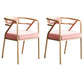Industrial Home Velvet Arm Chair Matte Finish Open Back Dining Chair (Set of 2) Pink Brass Gold Clearhalo ' kitchen&dining_furn' 'Dining Chairs' 'Dining Tables & Seating' 'dining_chair' 'furn' 'furn_dining_chair' 'Furniture' 'furniture_dining_chair' 'Kitchen & Dining Furniture' 'kitchen' 4131092