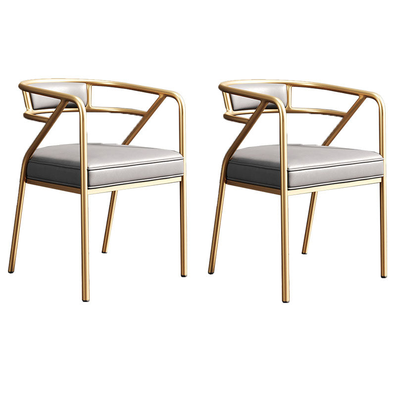 Industrial Home Velvet Arm Chair Matte Finish Open Back Dining Chair (Set of 2) Grey Brass Gold Clearhalo ' kitchen&dining_furn' 'Dining Chairs' 'Dining Tables & Seating' 'dining_chair' 'furn' 'furn_dining_chair' 'Furniture' 'furniture_dining_chair' 'Kitchen & Dining Furniture' 'kitchen' 4131093