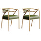 Industrial Home Velvet Arm Chair Matte Finish Open Back Dining Chair (Set of 2) Green Brass Gold Clearhalo ' kitchen&dining_furn' 'Dining Chairs' 'Dining Tables & Seating' 'dining_chair' 'furn' 'furn_dining_chair' 'Furniture' 'furniture_dining_chair' 'Kitchen & Dining Furniture' 'kitchen' 4131100