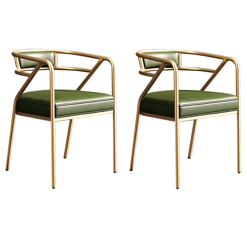 Industrial Home Velvet Arm Chair Matte Finish Open Back Dining Chair (Set of 2) Green Brass Gold Clearhalo ' kitchen&dining_furn' 'Dining Chairs' 'Dining Tables & Seating' 'dining_chair' 'furn' 'furn_dining_chair' 'Furniture' 'furniture_dining_chair' 'Kitchen & Dining Furniture' 'kitchen' 4131100