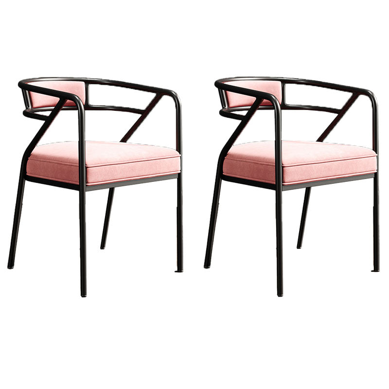 Industrial Home Velvet Arm Chair Matte Finish Open Back Dining Chair (Set of 2) Pink Black Clearhalo ' kitchen&dining_furn' 'Dining Chairs' 'Dining Tables & Seating' 'dining_chair' 'furn' 'furn_dining_chair' 'Furniture' 'furniture_dining_chair' 'Kitchen & Dining Furniture' 'kitchen' 4131102