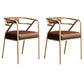 Industrial Home Velvet Arm Chair Matte Finish Open Back Dining Chair (Set of 2) Brown Brass Gold Clearhalo ' kitchen&dining_furn' 'Dining Chairs' 'Dining Tables & Seating' 'dining_chair' 'furn' 'furn_dining_chair' 'Furniture' 'furniture_dining_chair' 'Kitchen & Dining Furniture' 'kitchen' 4131103