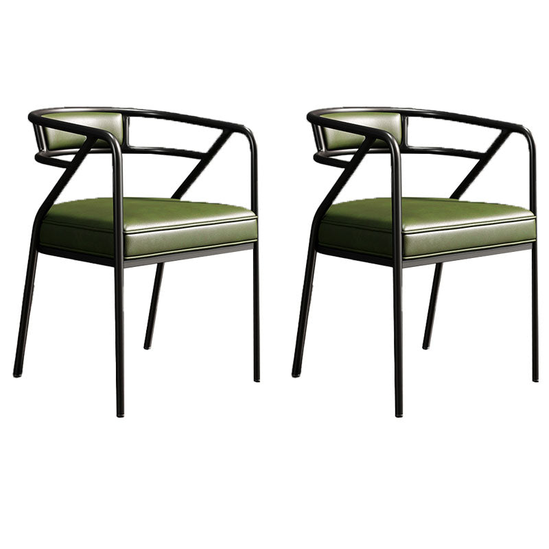 Industrial Home Velvet Arm Chair Matte Finish Open Back Dining Chair (Set of 2) Green Black Clearhalo ' kitchen&dining_furn' 'Dining Chairs' 'Dining Tables & Seating' 'dining_chair' 'furn' 'furn_dining_chair' 'Furniture' 'furniture_dining_chair' 'Kitchen & Dining Furniture' 'kitchen' 4131105