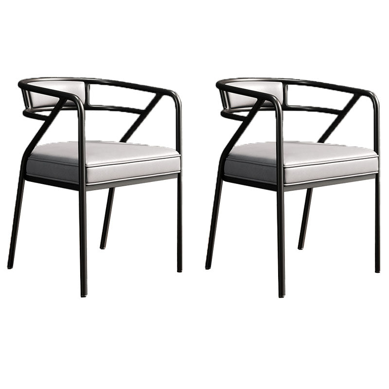 Industrial Home Velvet Arm Chair Matte Finish Open Back Dining Chair (Set of 2) Grey Black Clearhalo ' kitchen&dining_furn' 'Dining Chairs' 'Dining Tables & Seating' 'dining_chair' 'furn' 'furn_dining_chair' 'Furniture' 'furniture_dining_chair' 'Kitchen & Dining Furniture' 'kitchen' 4131106