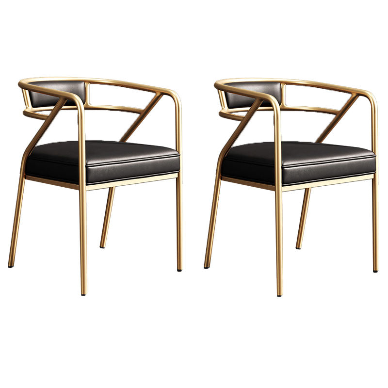 Industrial Home Velvet Arm Chair Matte Finish Open Back Dining Chair (Set of 2) Black Brass Gold Clearhalo ' kitchen&dining_furn' 'Dining Chairs' 'Dining Tables & Seating' 'dining_chair' 'furn' 'furn_dining_chair' 'Furniture' 'furniture_dining_chair' 'Kitchen & Dining Furniture' 'kitchen' 4131107