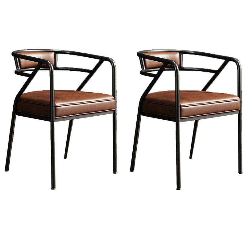 Industrial Home Velvet Arm Chair Matte Finish Open Back Dining Chair (Set of 2) Brown Black Clearhalo ' kitchen&dining_furn' 'Dining Chairs' 'Dining Tables & Seating' 'dining_chair' 'furn' 'furn_dining_chair' 'Furniture' 'furniture_dining_chair' 'Kitchen & Dining Furniture' 'kitchen' 4131108