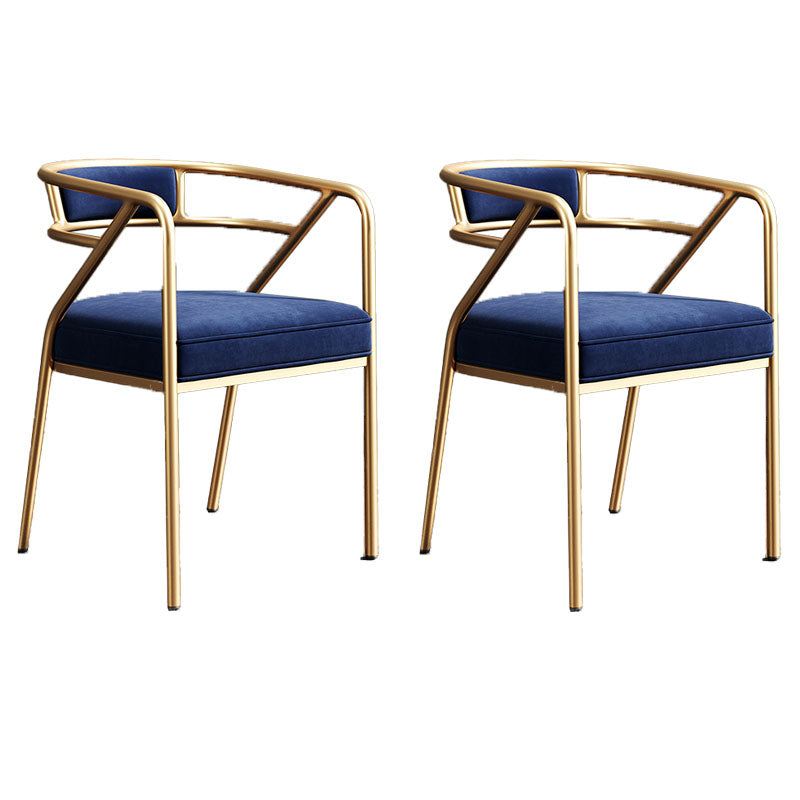 Industrial Home Velvet Arm Chair Matte Finish Open Back Dining Chair (Set of 2) Blue Brass Gold Clearhalo ' kitchen&dining_furn' 'Dining Chairs' 'Dining Tables & Seating' 'dining_chair' 'furn' 'furn_dining_chair' 'Furniture' 'furniture_dining_chair' 'Kitchen & Dining Furniture' 'kitchen' 4131109