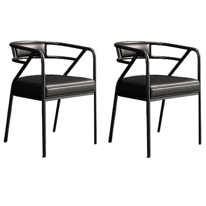 Industrial Home Velvet Arm Chair Matte Finish Open Back Dining Chair (Set of 2) Black Black Clearhalo ' kitchen&dining_furn' 'Dining Chairs' 'Dining Tables & Seating' 'dining_chair' 'furn' 'furn_dining_chair' 'Furniture' 'furniture_dining_chair' 'Kitchen & Dining Furniture' 'kitchen' 4131111