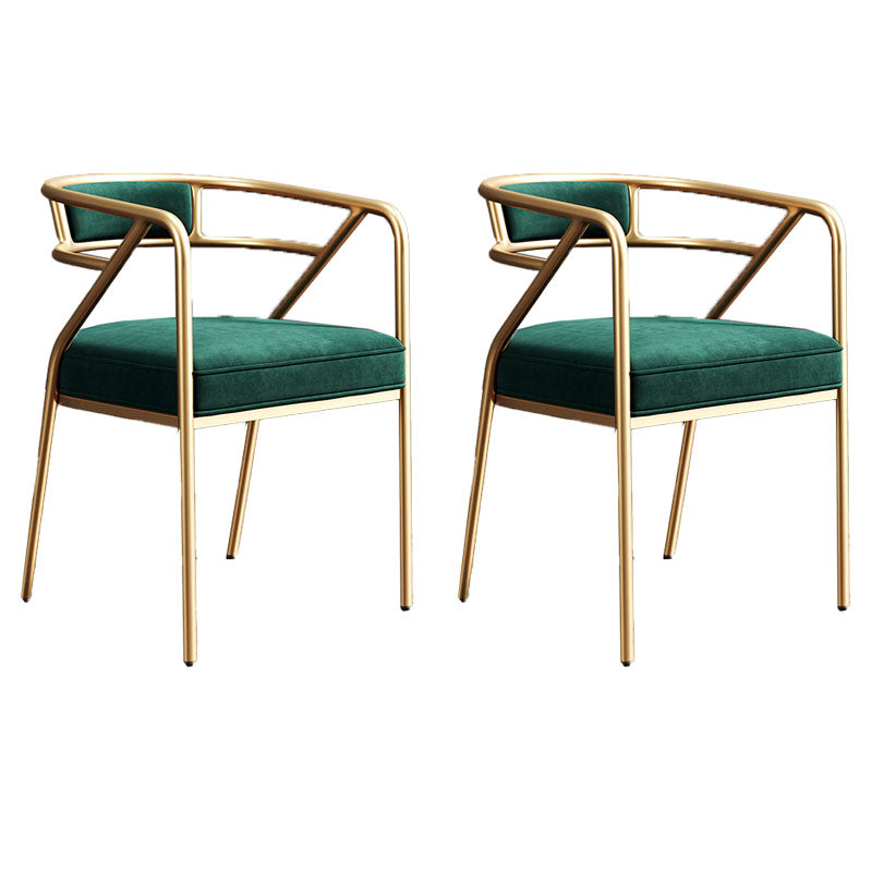 Industrial Home Velvet Arm Chair Matte Finish Open Back Dining Chair (Set of 2) Blackish Green Brass Gold Clearhalo ' kitchen&dining_furn' 'Dining Chairs' 'Dining Tables & Seating' 'dining_chair' 'furn' 'furn_dining_chair' 'Furniture' 'furniture_dining_chair' 'Kitchen & Dining Furniture' 'kitchen' 4131112