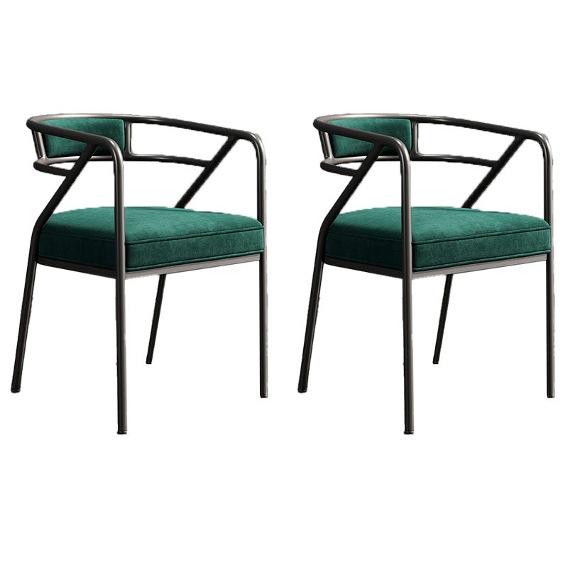 Industrial Home Velvet Arm Chair Matte Finish Open Back Dining Chair (Set of 2) Blackish Green Black Clearhalo ' kitchen&dining_furn' 'Dining Chairs' 'Dining Tables & Seating' 'dining_chair' 'furn' 'furn_dining_chair' 'Furniture' 'furniture_dining_chair' 'Kitchen & Dining Furniture' 'kitchen' 4131113