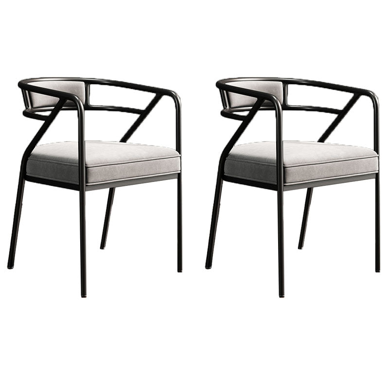 Industrial Home Velvet Arm Chair Matte Finish Open Back Dining Chair (Set of 2) Silver Gray Black Clearhalo ' kitchen&dining_furn' 'Dining Chairs' 'Dining Tables & Seating' 'dining_chair' 'furn' 'furn_dining_chair' 'Furniture' 'furniture_dining_chair' 'Kitchen & Dining Furniture' 'kitchen' 4131114