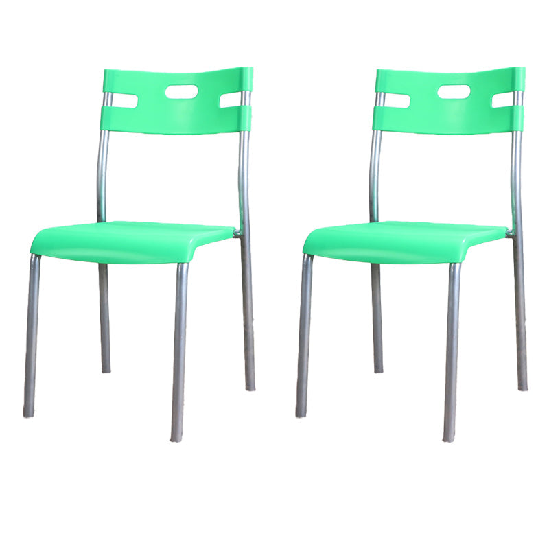 Minimalist Style Plastic Dining Armless Chair Open Back Stackable Dining Side Chair Green 2 Piece Set Clearhalo ' kitchen&dining_furn' 'Dining Chairs' 'Dining Tables & Seating' 'dining_chair' 'furn' 'furn_dining_chair' 'Furniture' 'furniture_dining_chair' 'Kitchen & Dining Furniture' 'kitchen' 4131117
