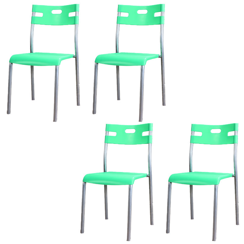 Minimalist Style Plastic Dining Armless Chair Open Back Stackable Dining Side Chair Green 4 Piece Set Clearhalo ' kitchen&dining_furn' 'Dining Chairs' 'Dining Tables & Seating' 'dining_chair' 'furn' 'furn_dining_chair' 'Furniture' 'furniture_dining_chair' 'Kitchen & Dining Furniture' 'kitchen' 4131119