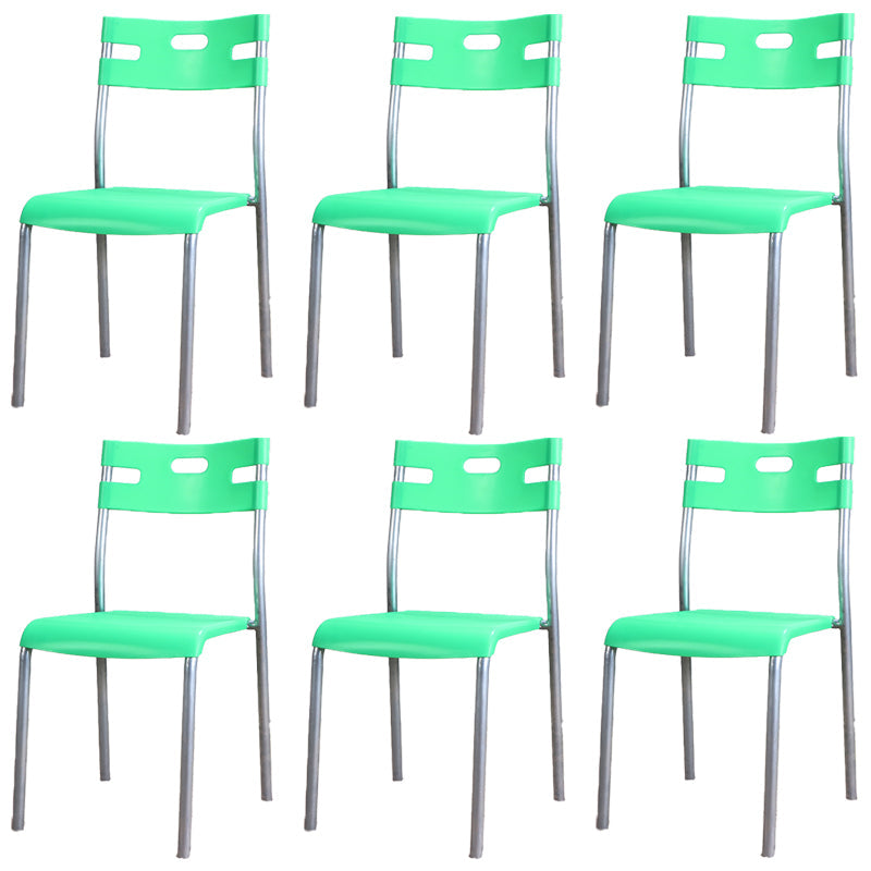 Minimalist Style Plastic Dining Armless Chair Open Back Stackable Dining Side Chair Green 6 Piece Set Clearhalo ' kitchen&dining_furn' 'Dining Chairs' 'Dining Tables & Seating' 'dining_chair' 'furn' 'furn_dining_chair' 'Furniture' 'furniture_dining_chair' 'Kitchen & Dining Furniture' 'kitchen' 4131120