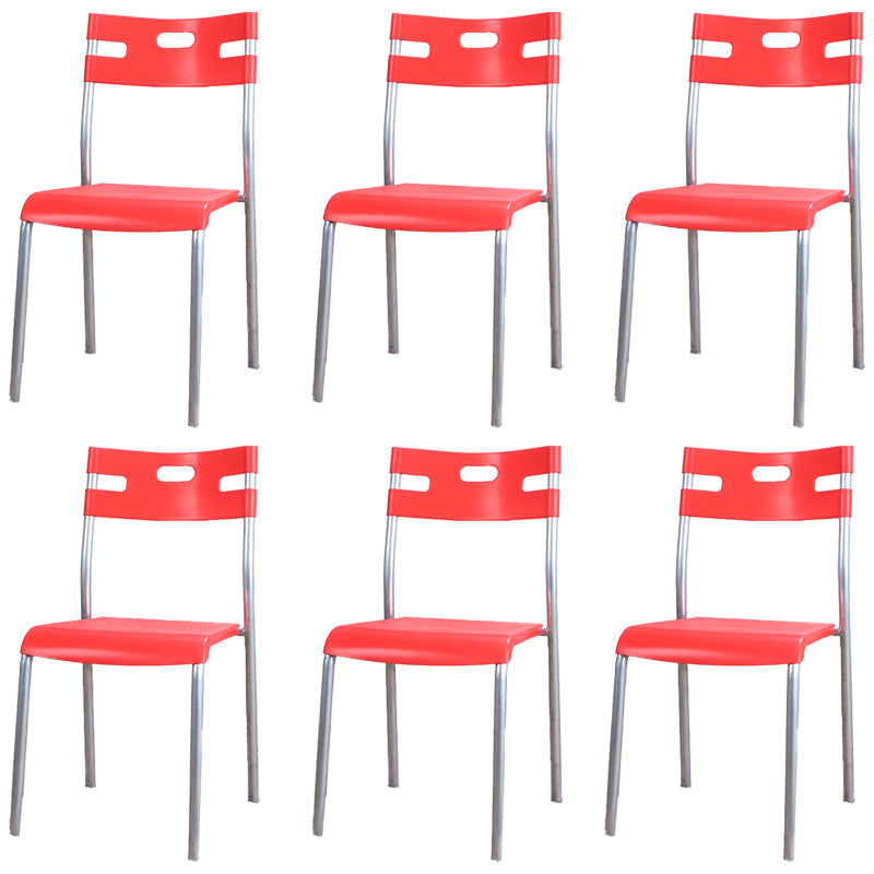 Minimalist Style Plastic Dining Armless Chair Open Back Stackable Dining Side Chair Red 6 Piece Set Clearhalo ' kitchen&dining_furn' 'Dining Chairs' 'Dining Tables & Seating' 'dining_chair' 'furn' 'furn_dining_chair' 'Furniture' 'furniture_dining_chair' 'Kitchen & Dining Furniture' 'kitchen' 4131127