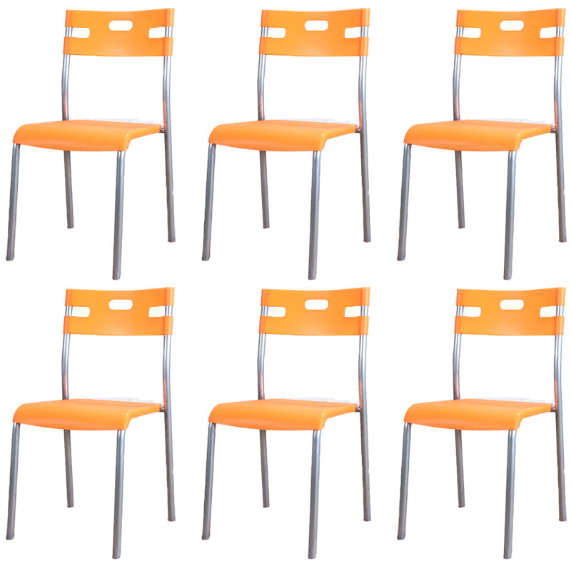 Minimalist Style Plastic Dining Armless Chair Open Back Stackable Dining Side Chair Orange 6 Piece Set Clearhalo ' kitchen&dining_furn' 'Dining Chairs' 'Dining Tables & Seating' 'dining_chair' 'furn' 'furn_dining_chair' 'Furniture' 'furniture_dining_chair' 'Kitchen & Dining Furniture' 'kitchen' 4131132