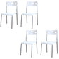 Minimalist Style Plastic Dining Armless Chair Open Back Stackable Dining Side Chair White 4 Piece Set Clearhalo ' kitchen&dining_furn' 'Dining Chairs' 'Dining Tables & Seating' 'dining_chair' 'furn' 'furn_dining_chair' 'Furniture' 'furniture_dining_chair' 'Kitchen & Dining Furniture' 'kitchen' 4131136