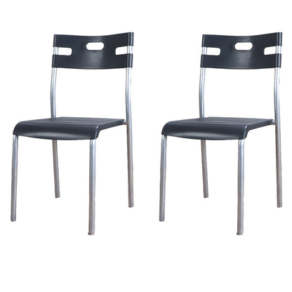 Minimalist Style Plastic Dining Armless Chair Open Back Stackable Dining Side Chair Black 2 Piece Set Clearhalo ' kitchen&dining_furn' 'Dining Chairs' 'Dining Tables & Seating' 'dining_chair' 'furn' 'furn_dining_chair' 'Furniture' 'furniture_dining_chair' 'Kitchen & Dining Furniture' 'kitchen' 4131138