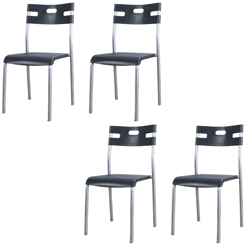 Minimalist Style Plastic Dining Armless Chair Open Back Stackable Dining Side Chair Black 4 Piece Set Clearhalo ' kitchen&dining_furn' 'Dining Chairs' 'Dining Tables & Seating' 'dining_chair' 'furn' 'furn_dining_chair' 'Furniture' 'furniture_dining_chair' 'Kitchen & Dining Furniture' 'kitchen' 4131139