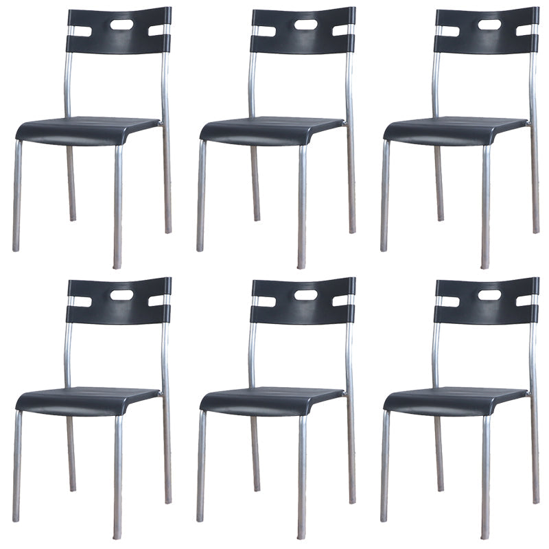Minimalist Style Plastic Dining Armless Chair Open Back Stackable Dining Side Chair Black 6 Piece Set Clearhalo ' kitchen&dining_furn' 'Dining Chairs' 'Dining Tables & Seating' 'dining_chair' 'furn' 'furn_dining_chair' 'Furniture' 'furniture_dining_chair' 'Kitchen & Dining Furniture' 'kitchen' 4131140