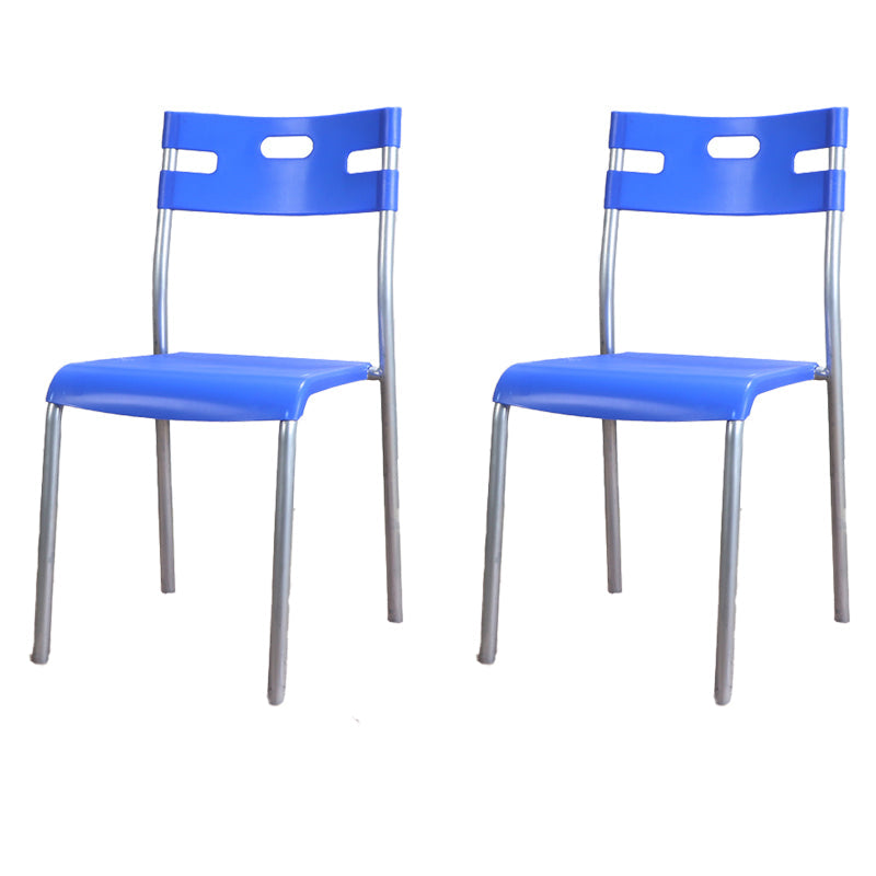 Minimalist Style Plastic Dining Armless Chair Open Back Stackable Dining Side Chair Blue 2 Piece Set Clearhalo ' kitchen&dining_furn' 'Dining Chairs' 'Dining Tables & Seating' 'dining_chair' 'furn' 'furn_dining_chair' 'Furniture' 'furniture_dining_chair' 'Kitchen & Dining Furniture' 'kitchen' 4131141