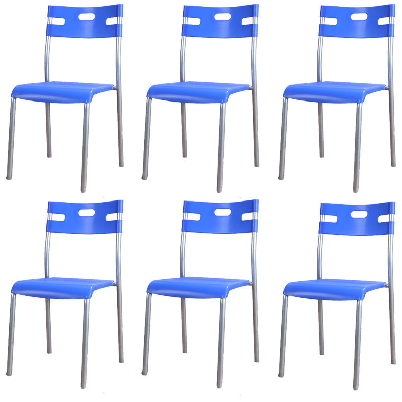 Minimalist Style Plastic Dining Armless Chair Open Back Stackable Dining Side Chair Blue 6 Piece Set Clearhalo ' kitchen&dining_furn' 'Dining Chairs' 'Dining Tables & Seating' 'dining_chair' 'furn' 'furn_dining_chair' 'Furniture' 'furniture_dining_chair' 'Kitchen & Dining Furniture' 'kitchen' 4131143