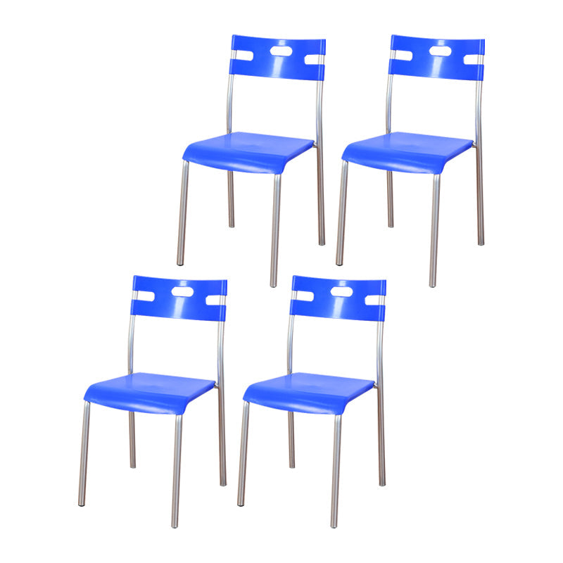 Minimalist Style Plastic Dining Armless Chair Stackable Open Back Dining Side Chair Sky Blue 4 Piece Set Clearhalo ' kitchen&dining_furn' 'Dining Chairs' 'Dining Tables & Seating' 'dining_chair' 'furn' 'furn_dining_chair' 'Furniture' 'furniture_dining_chair' 'Kitchen & Dining Furniture' 'kitchen' 4131150