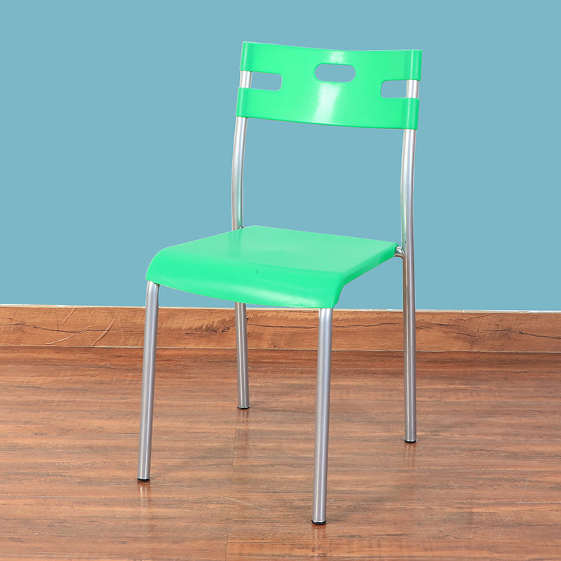 Minimalist Style Plastic Dining Armless Chair Stackable Open Back Dining Side Chair Lake Green 1 Piece Clearhalo ' kitchen&dining_furn' 'Dining Chairs' 'Dining Tables & Seating' 'dining_chair' 'furn' 'furn_dining_chair' 'Furniture' 'furniture_dining_chair' 'Kitchen & Dining Furniture' 'kitchen' 4131151