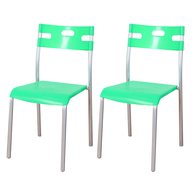 Minimalist Style Plastic Dining Armless Chair Stackable Open Back Dining Side Chair Lake Green 2 Piece Set Clearhalo ' kitchen&dining_furn' 'Dining Chairs' 'Dining Tables & Seating' 'dining_chair' 'furn' 'furn_dining_chair' 'Furniture' 'furniture_dining_chair' 'Kitchen & Dining Furniture' 'kitchen' 4131154