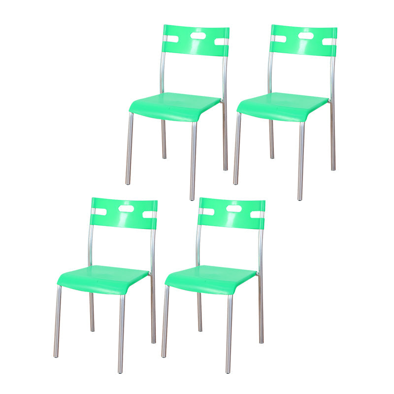 Minimalist Style Plastic Dining Armless Chair Stackable Open Back Dining Side Chair Lake Green 4 Piece Set Clearhalo ' kitchen&dining_furn' 'Dining Chairs' 'Dining Tables & Seating' 'dining_chair' 'furn' 'furn_dining_chair' 'Furniture' 'furniture_dining_chair' 'Kitchen & Dining Furniture' 'kitchen' 4131155