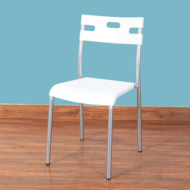 Minimalist Style Plastic Dining Armless Chair Stackable Open Back Dining Side Chair Textured White 1 Piece Clearhalo ' kitchen&dining_furn' 'Dining Chairs' 'Dining Tables & Seating' 'dining_chair' 'furn' 'furn_dining_chair' 'Furniture' 'furniture_dining_chair' 'Kitchen & Dining Furniture' 'kitchen' 4131157
