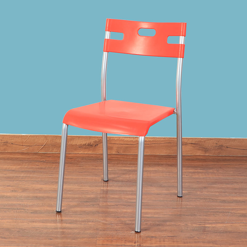 Minimalist Style Plastic Dining Armless Chair Stackable Open Back Dining Side Chair Dark Red 1 Piece Clearhalo ' kitchen&dining_furn' 'Dining Chairs' 'Dining Tables & Seating' 'dining_chair' 'furn' 'furn_dining_chair' 'Furniture' 'furniture_dining_chair' 'Kitchen & Dining Furniture' 'kitchen' 4131160