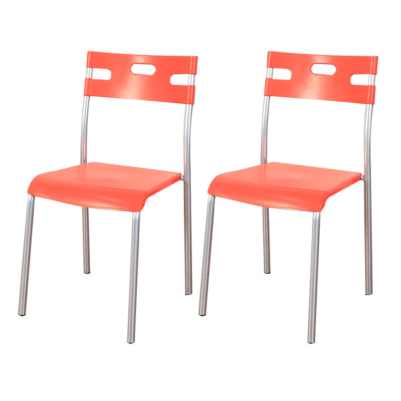 Minimalist Style Plastic Dining Armless Chair Stackable Open Back Dining Side Chair Dark Red 2 Piece Set Clearhalo ' kitchen&dining_furn' 'Dining Chairs' 'Dining Tables & Seating' 'dining_chair' 'furn' 'furn_dining_chair' 'Furniture' 'furniture_dining_chair' 'Kitchen & Dining Furniture' 'kitchen' 4131161