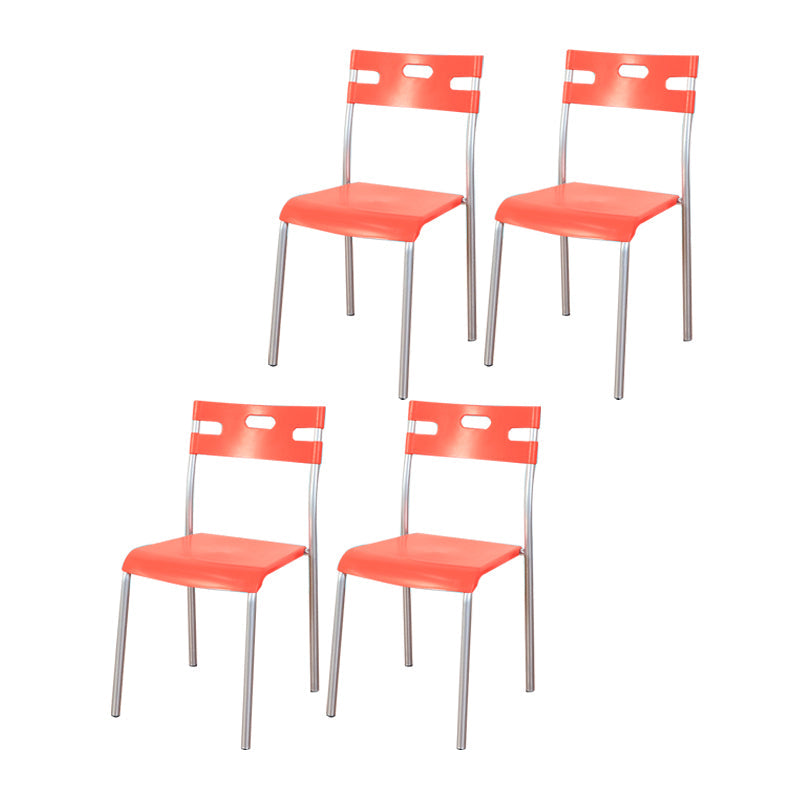 Minimalist Style Plastic Dining Armless Chair Stackable Open Back Dining Side Chair Dark Red 4 Piece Set Clearhalo ' kitchen&dining_furn' 'Dining Chairs' 'Dining Tables & Seating' 'dining_chair' 'furn' 'furn_dining_chair' 'Furniture' 'furniture_dining_chair' 'Kitchen & Dining Furniture' 'kitchen' 4131162