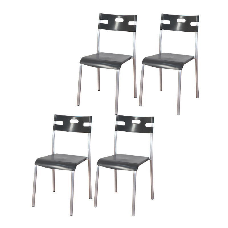 Minimalist Style Plastic Dining Armless Chair Stackable Open Back Dining Side Chair Textured Black 4 Piece Set Clearhalo ' kitchen&dining_furn' 'Dining Chairs' 'Dining Tables & Seating' 'dining_chair' 'furn' 'furn_dining_chair' 'Furniture' 'furniture_dining_chair' 'Kitchen & Dining Furniture' 'kitchen' 4131165